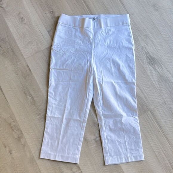 Kim Rogers White Stretch Pull On Capri Pants Size 10 - Picture 1 of 6